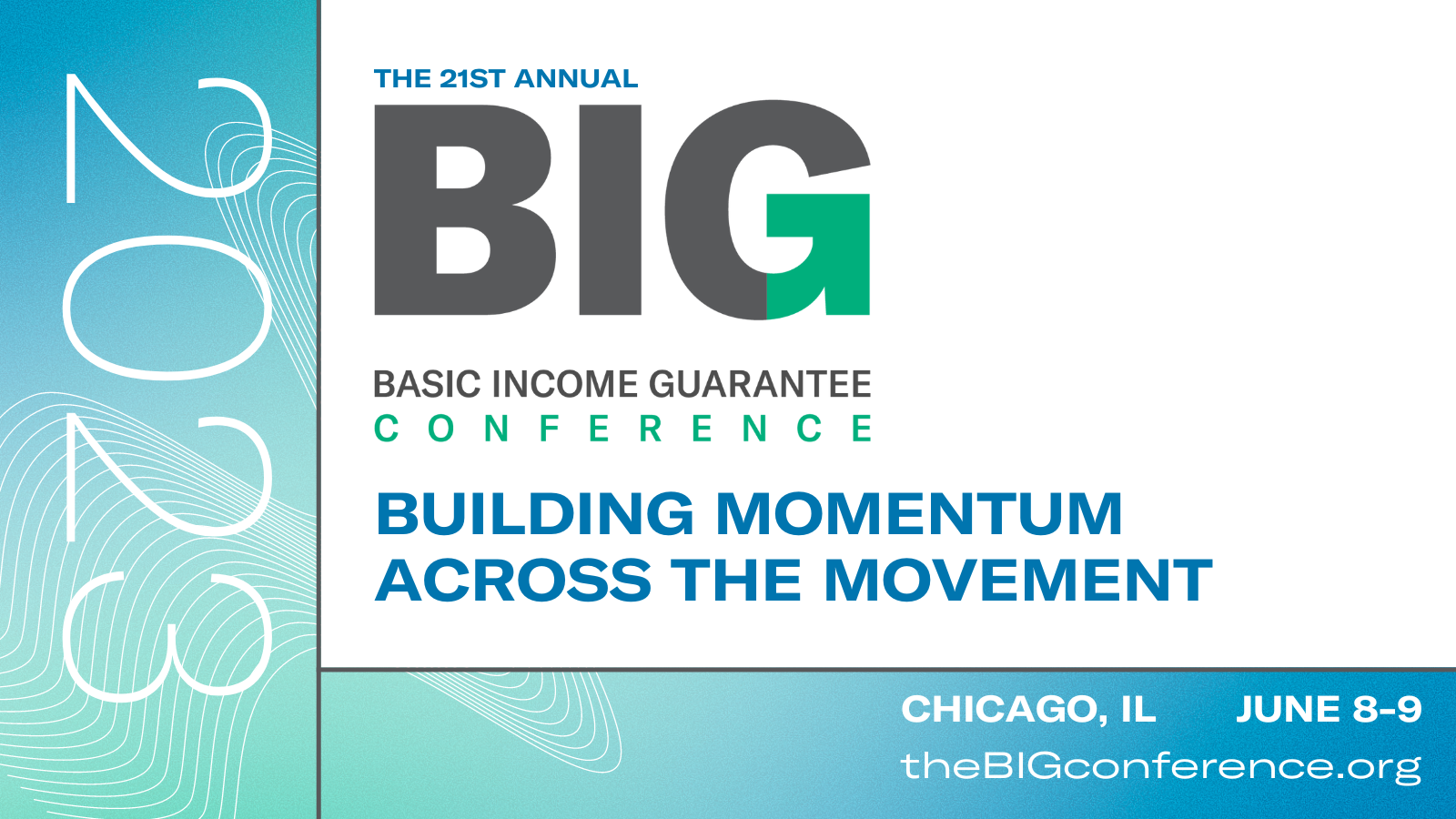USBIG Conference Graphic, teal gradient with decorative lines and the BIG logo.